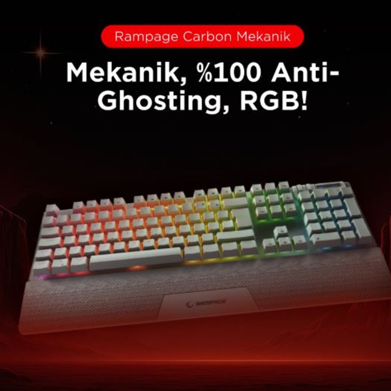 RAMPAGE RGB BİLEK DESTEKLİ BEYAZ KLAVYE